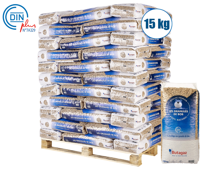 Palette de granulés de bois pellets de bob 66 sacs de 15kg